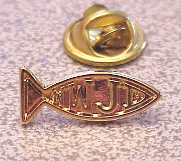 Goldtone Ichthus WWJD Pin 